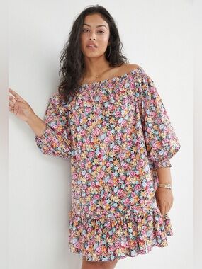 Anthropologie Flounced Off-The-Shoulder Mini Dress Size XS